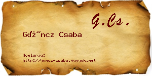 Güncz Csaba névjegykártya